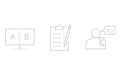 Icons for UX testing and validation: A/B testing, usability test checklists and user feedback