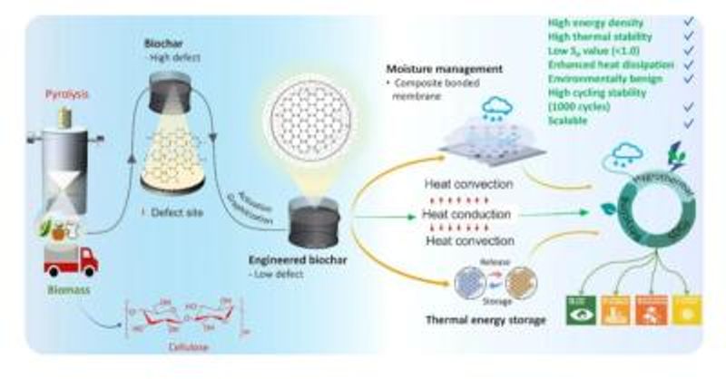 Graphene-enhanced biochar membrane improves thermal storage and moisture control