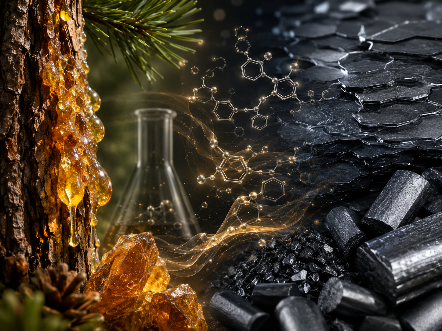 Scientists convert pine resin rosin into high-quality bulk graphite