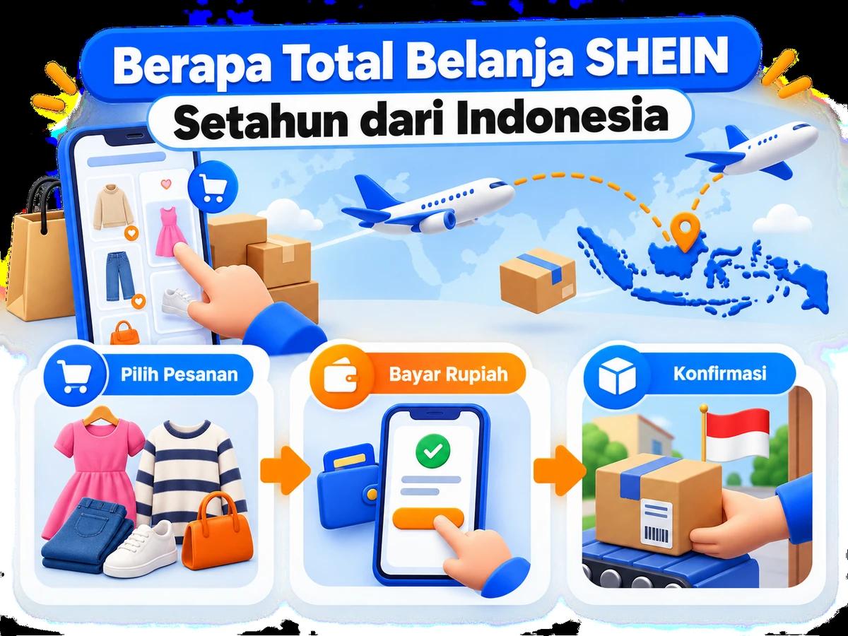 Ilustrasi belanja di layanan digital dari Indonesia, mulai dari memilih produk atau pesanan hingga pembayaran dan konfirmasi transaksi.