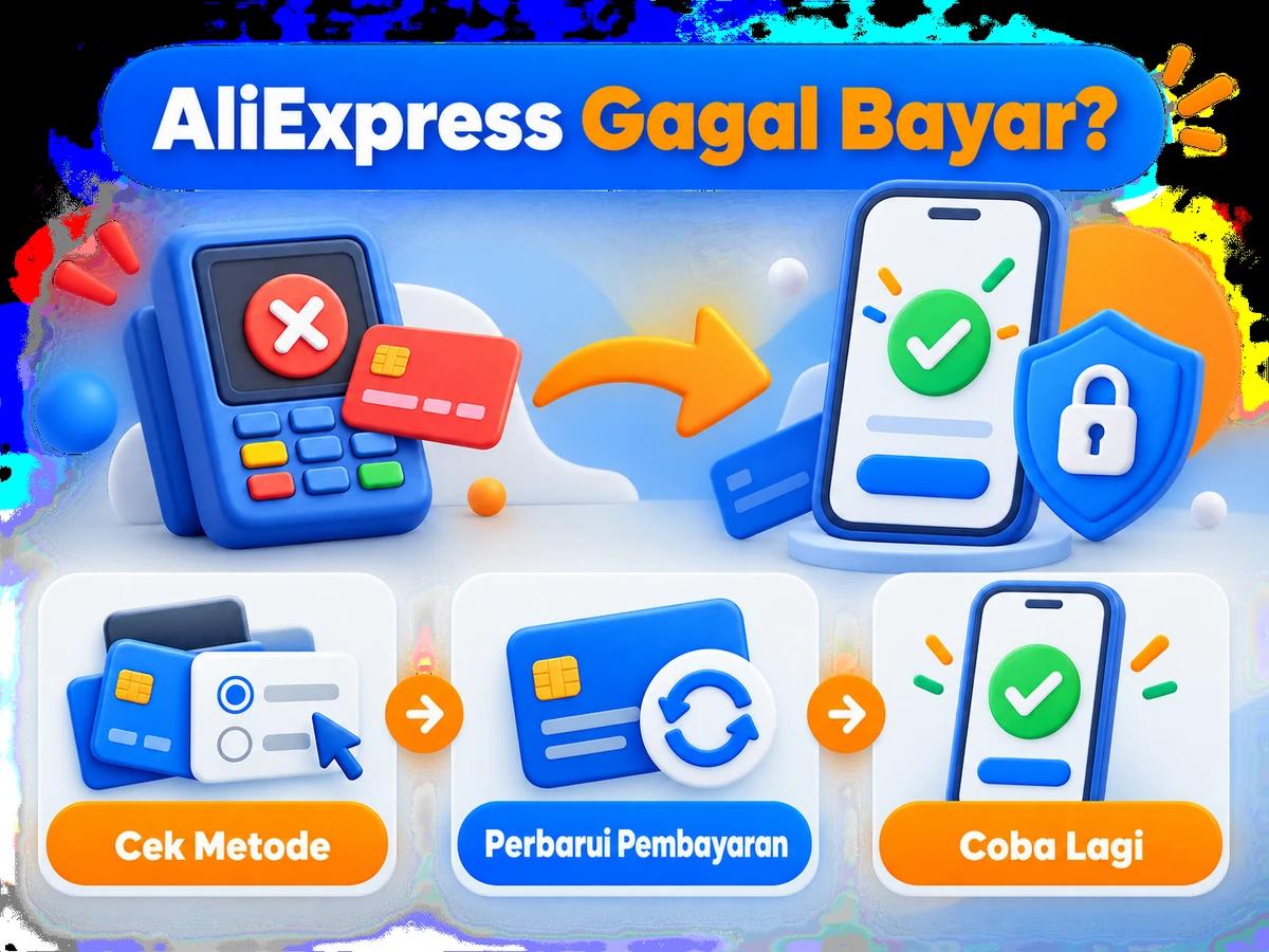 Ilustrasi pemecahan masalah pembayaran layanan digital, dari transaksi ditolak hingga konfirmasi berhasil dan akun tetap aman.