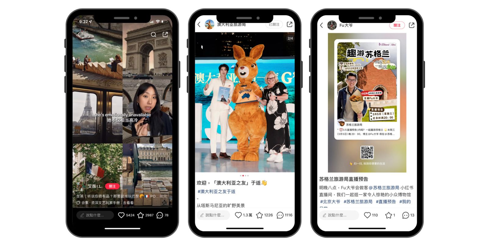 Chinese KOL and KOC collaboration promoting authentic tourism storytelling.