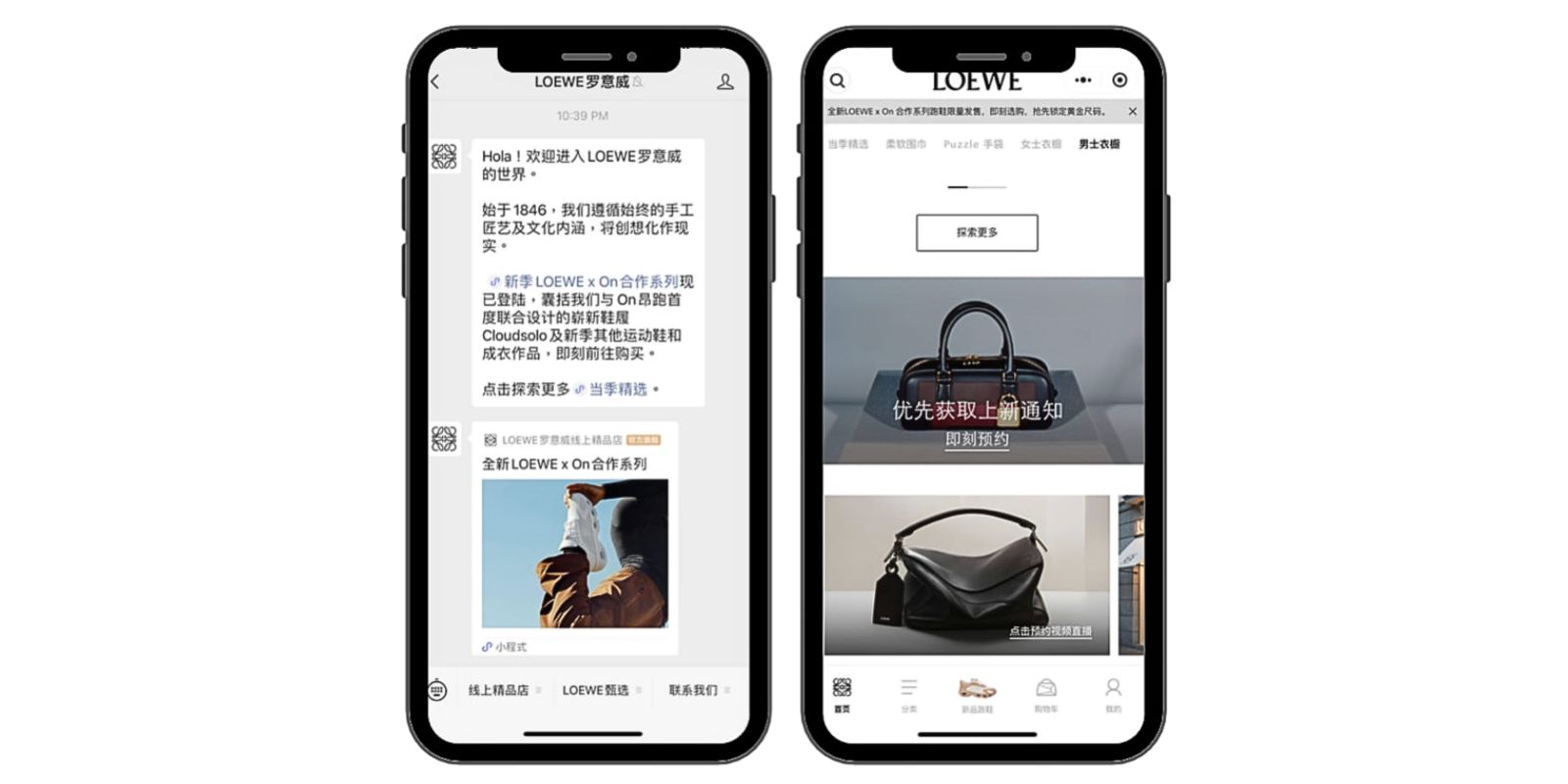LOEWE WeChat Mini Program offering personalized shopping experience.