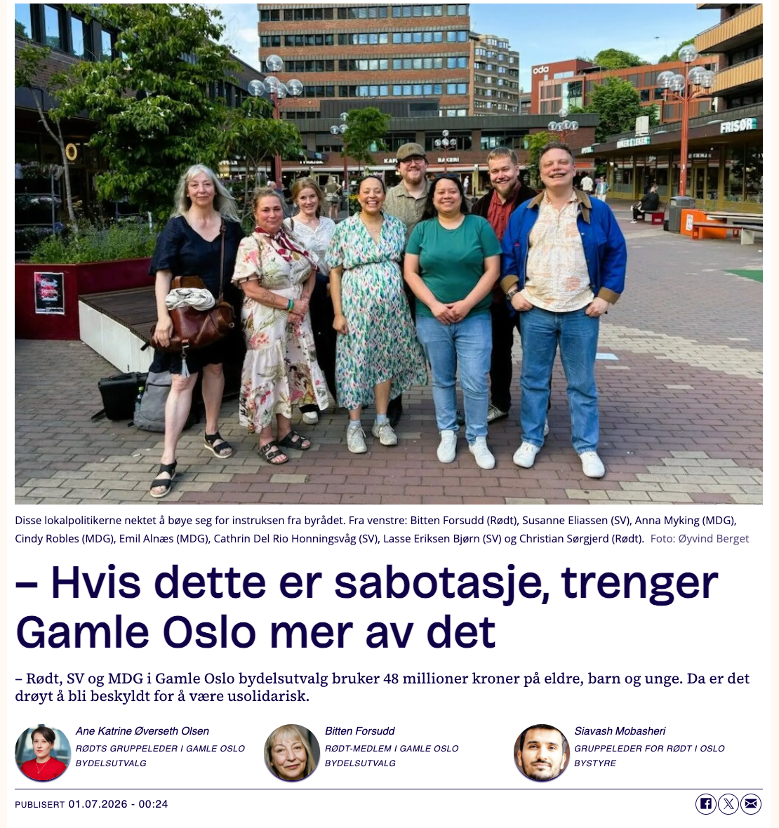 Rødt, MDG og SV går sammen om å gi 48 millioner til velferd i bydelen, øremerket til kultur, frivillighet, barn, unge og eldre.