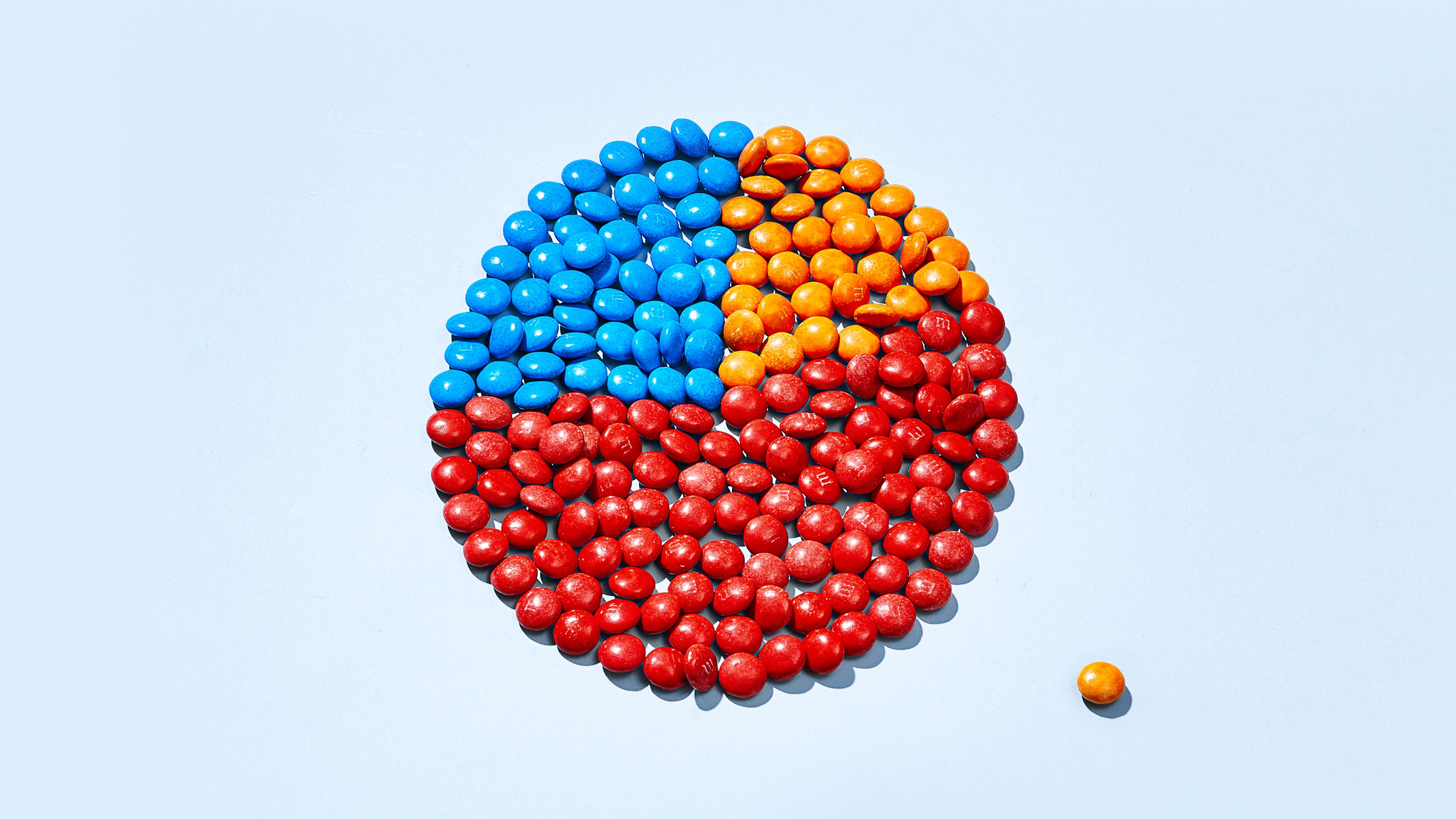 cirkel m&ms in verschillende kleuren