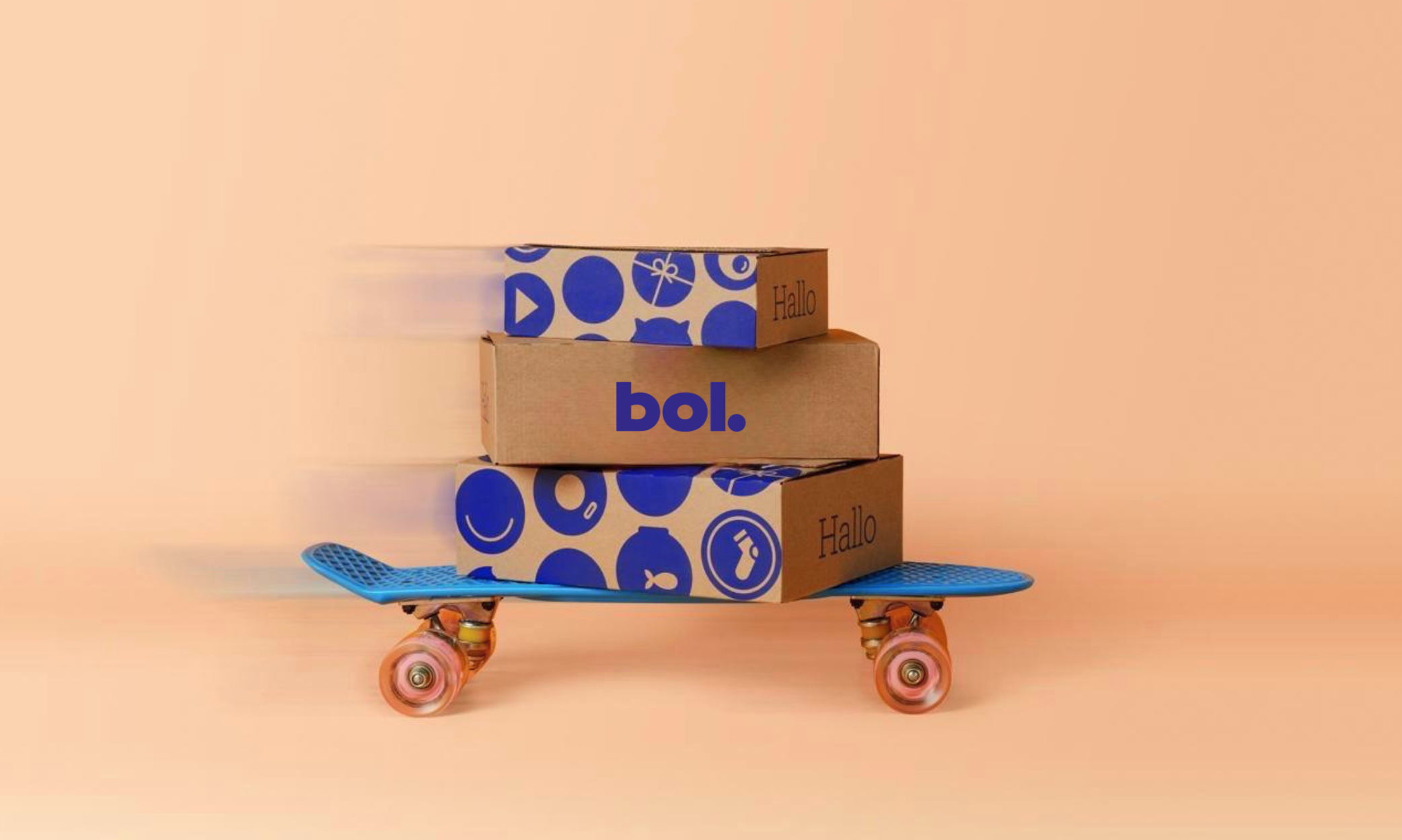 Bol boxes on a skateboard