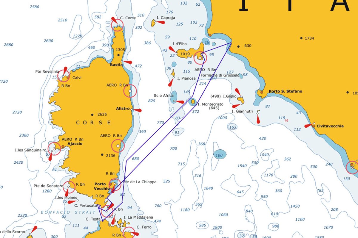 Mapa trasy: Korsyka i Sardynia -  2015
