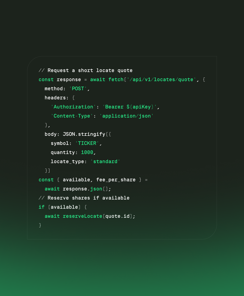 TradeZero Developer is an execution-first API. Trade equities and options, pull account and positions, and run short locates through code.