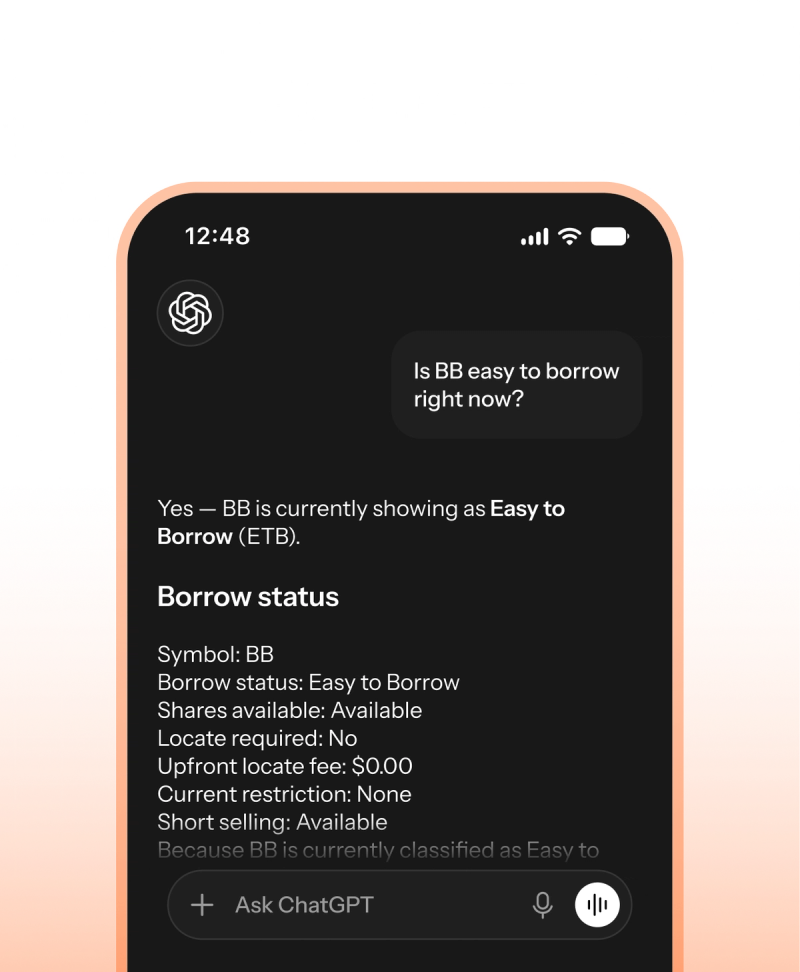 An AI chat with ChatGPT connected to the TradeZero MCP