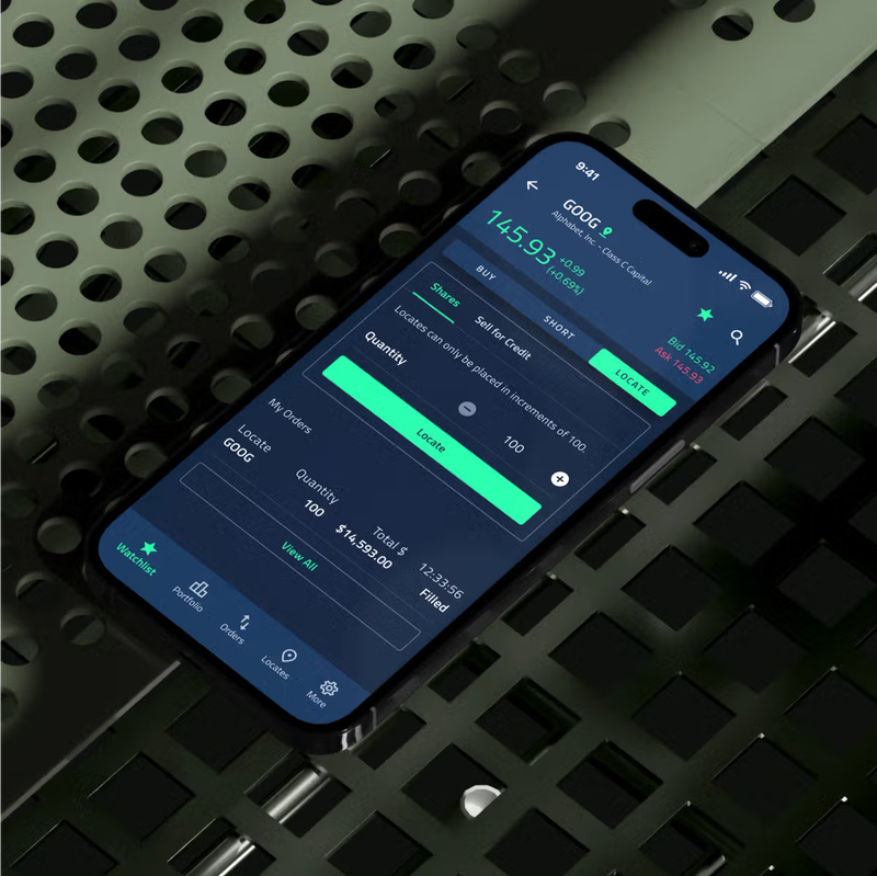 TradeZero Locator on the mobile trading app ZeroMobile