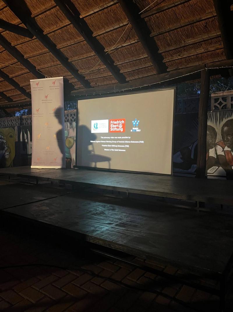 Attendees gather at the Alliance Française de Gaborone for the LERATO screening.