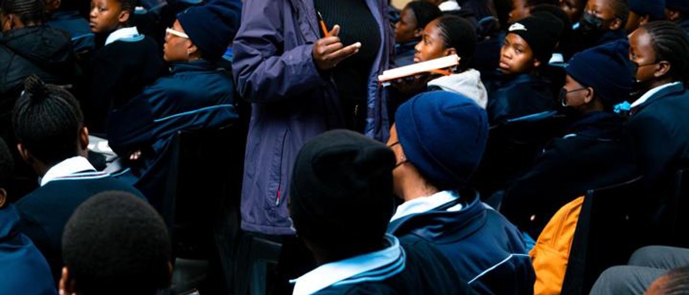 Addressing Mogoditshane Senior Secondary School students about the dangers of silence in an abusive setting. Abuse thrives in silence.