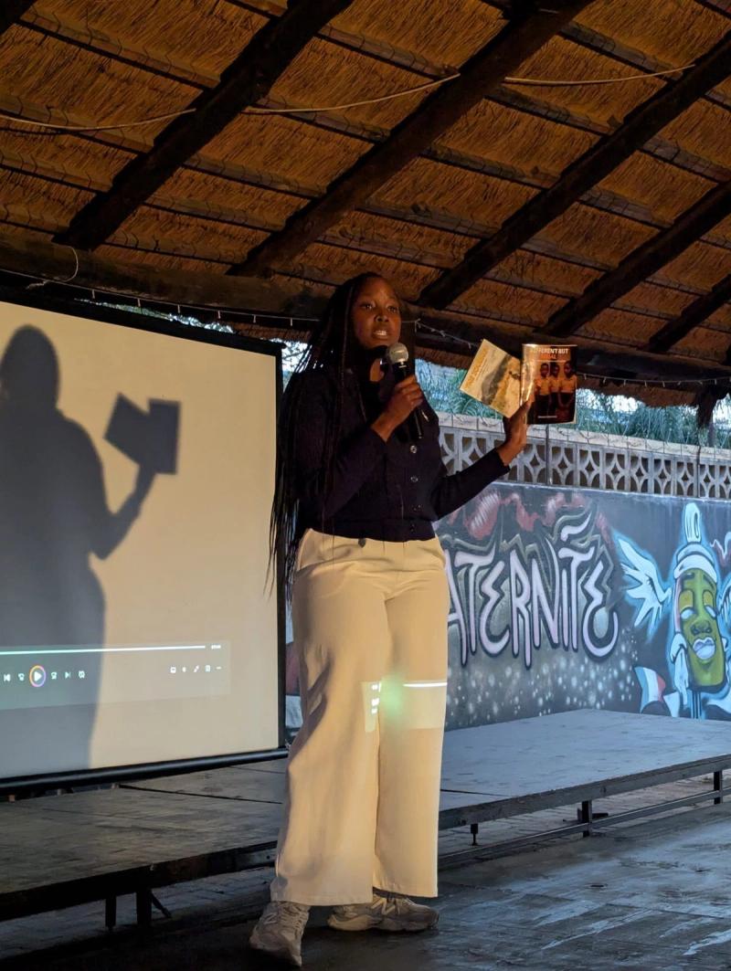 Re A Bua representatives speak at the LERATO film screening event.