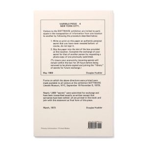 Douglas Huebler: Variable Piece 4: Secrets