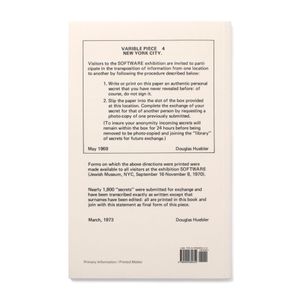 Douglas Huebler: Variable Piece 4: Secrets