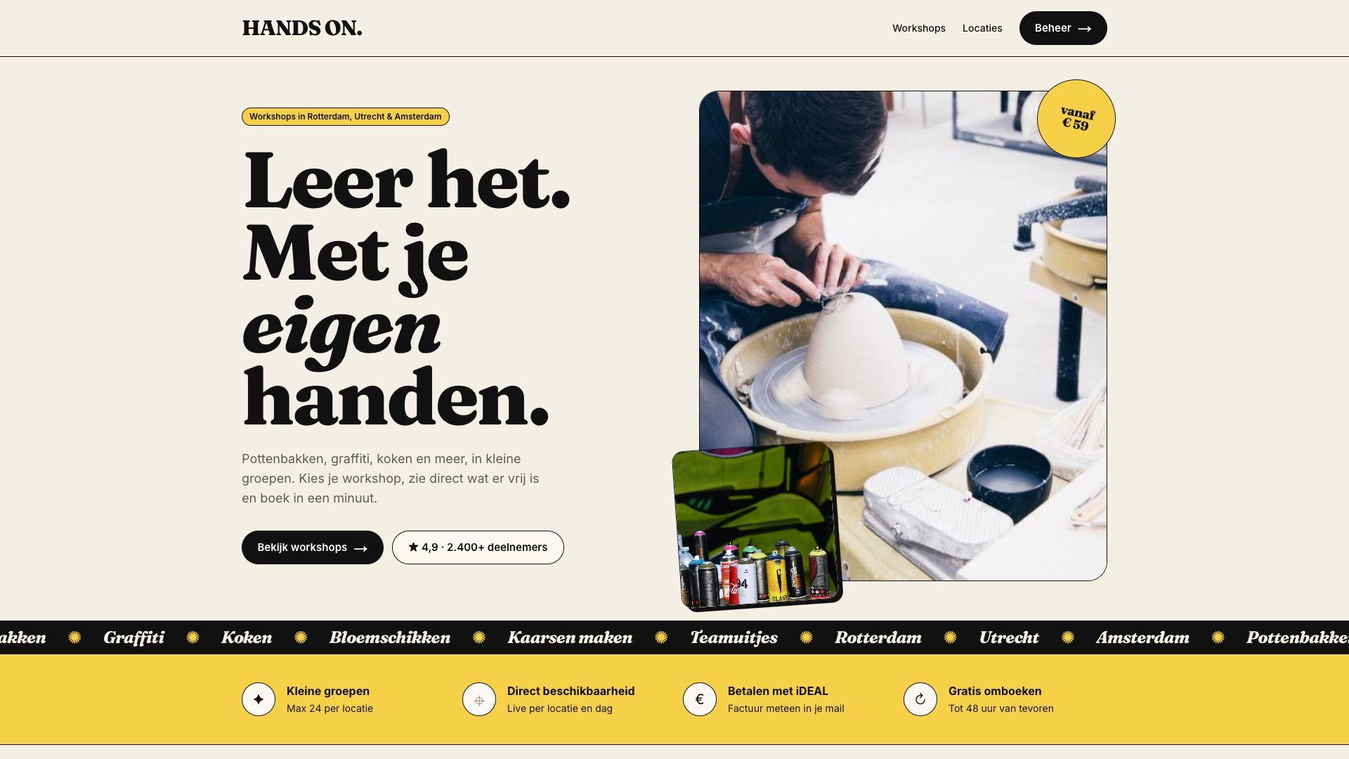 HANDS ON.: workshops kiezen en boeken
