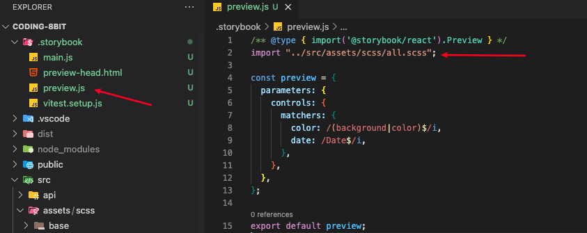 Include the all.scss to preview.js