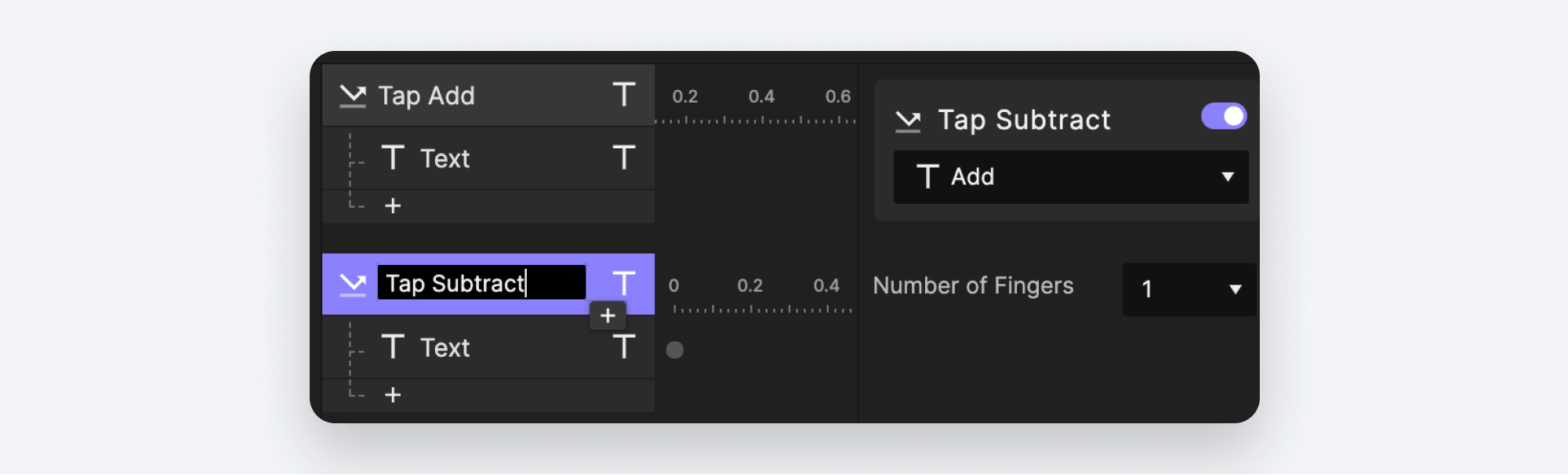 add tap subtract trigger