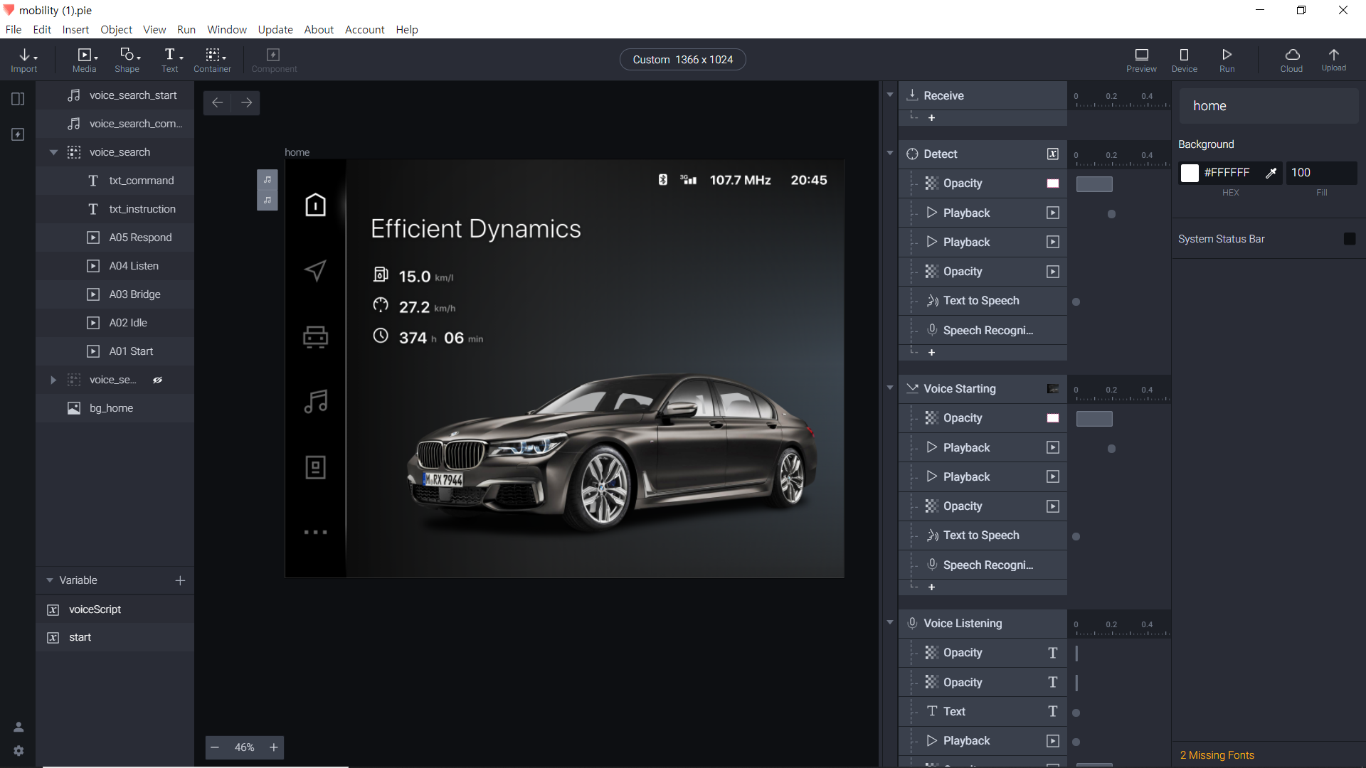 in-car voice prototype on ProtoPie