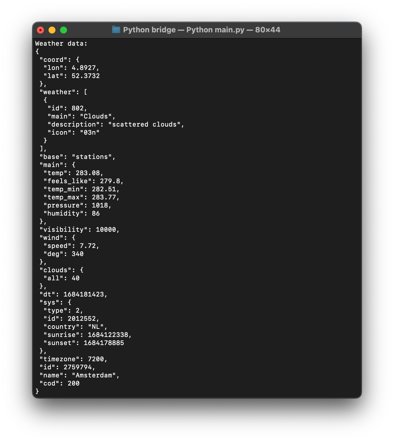 weather data for prototype