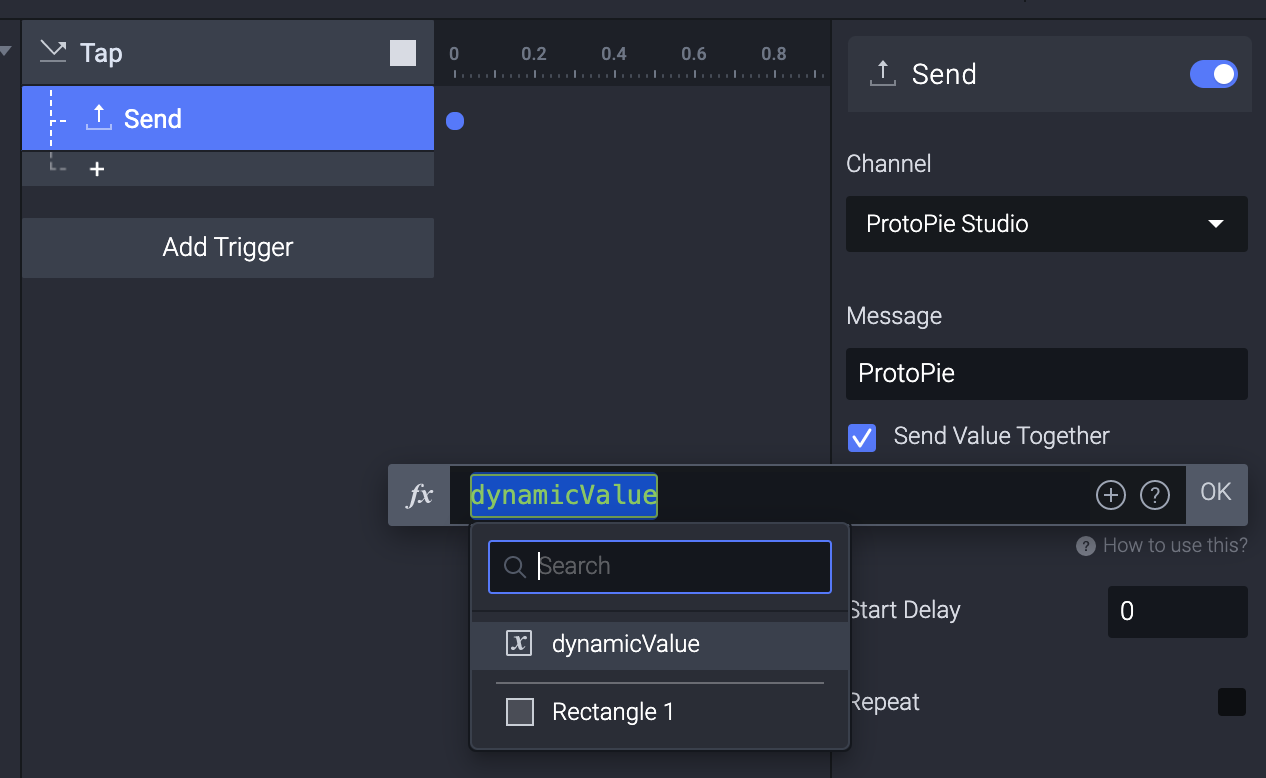 send value together option on protopie player