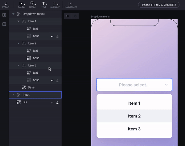 Turn the item into a component