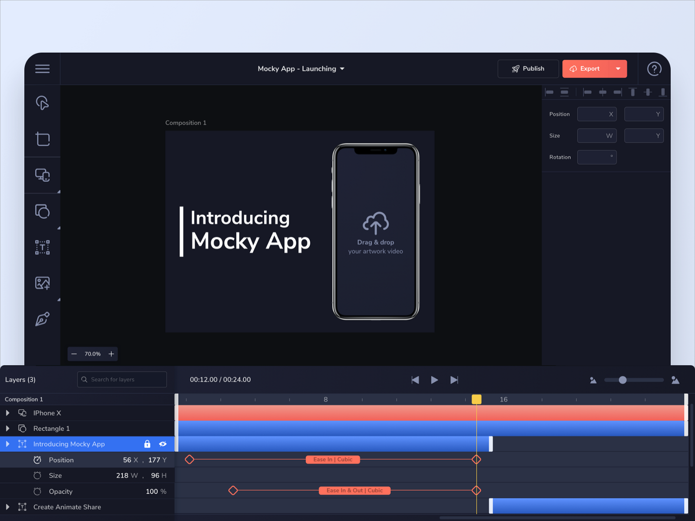 Prototyping tool animation timeline