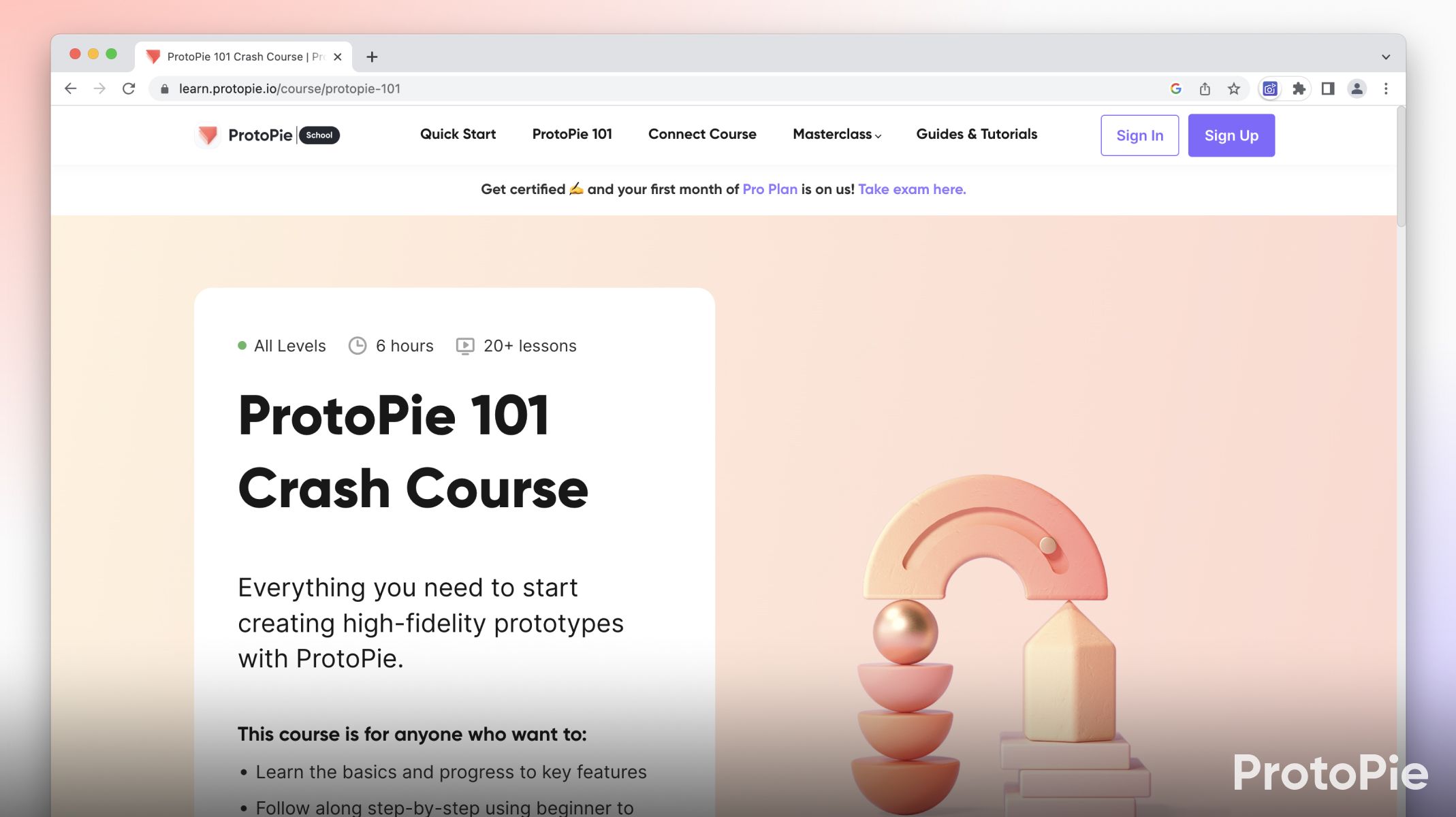 ProtoPie 101 Prototyping course website