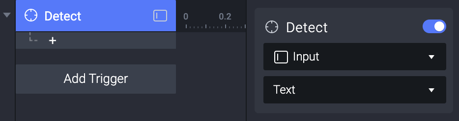 Photo showing the Detect trigger detecting the "Input" layer's Text.