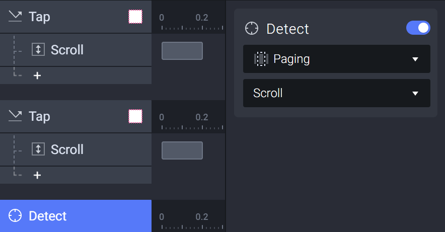 Add a detect trigger to the paging container