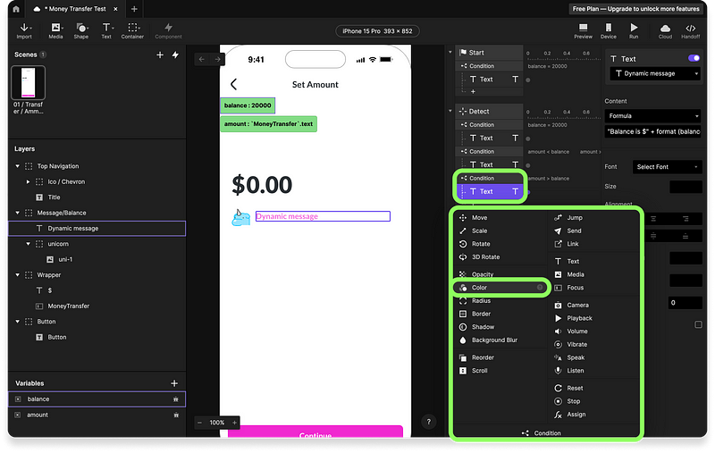 Using color event for text formattinglProtoPie