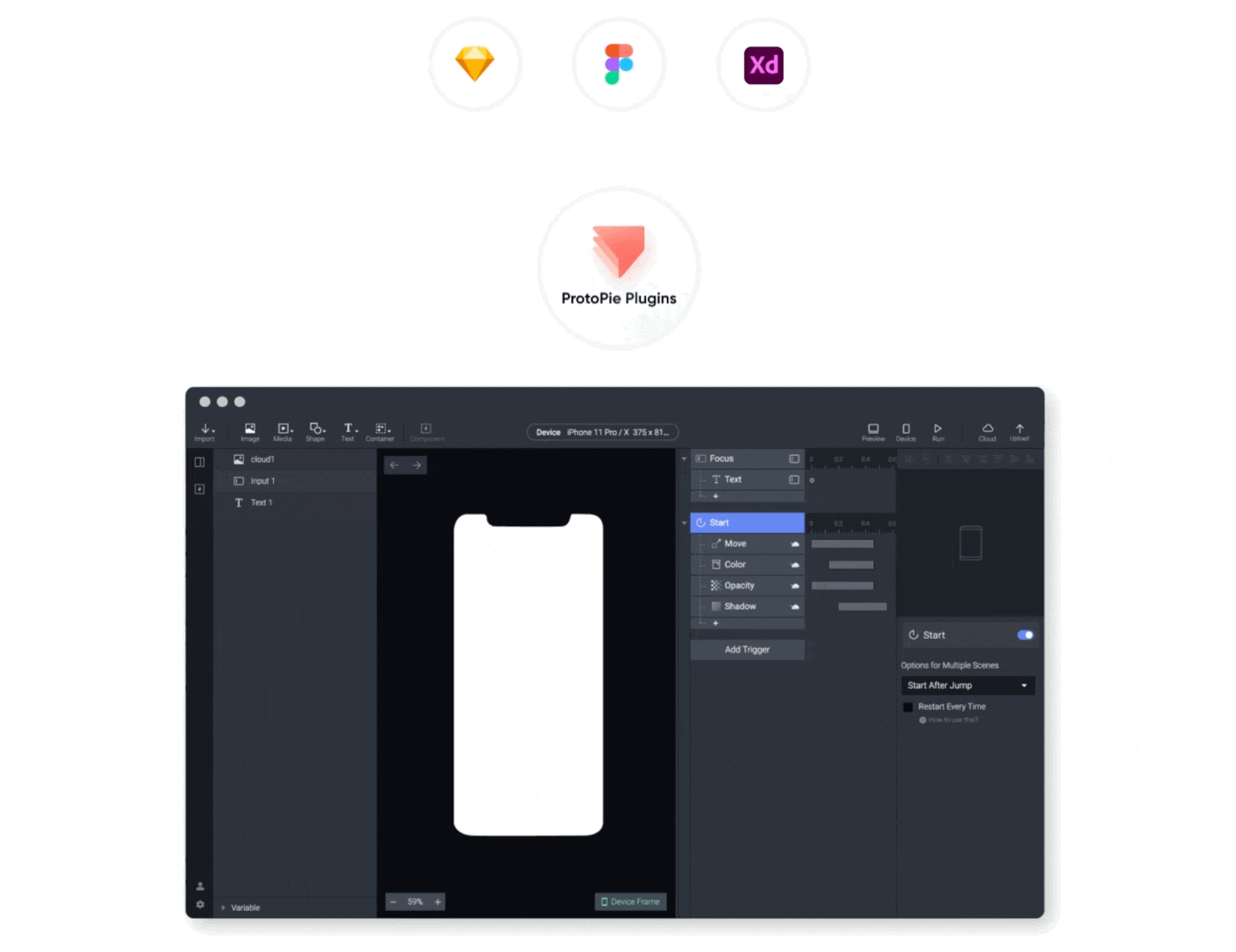 showing that all three protopie plugins are available