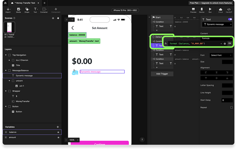 Customizing interactions using formulas for advanced prototyping