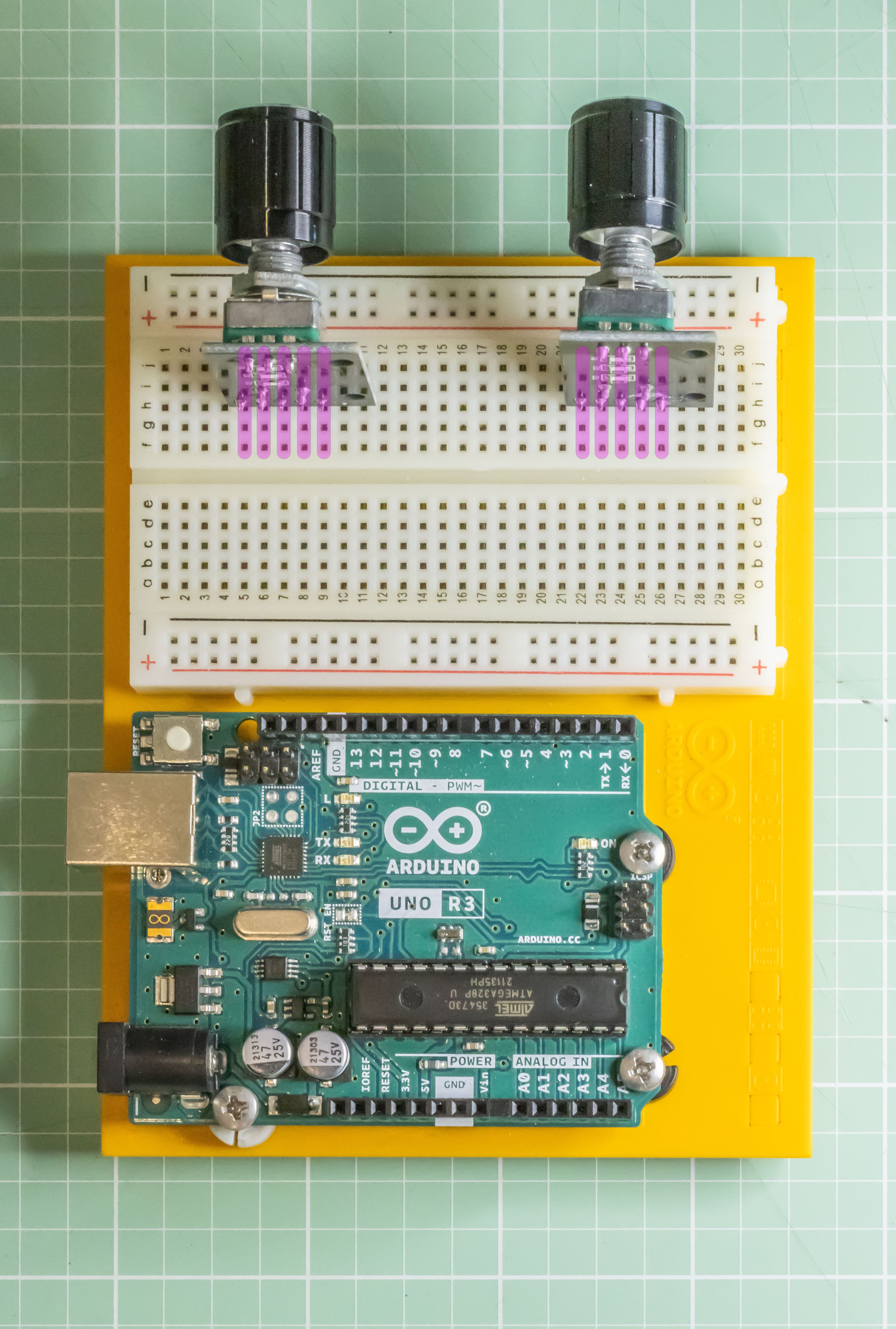 Plug the encoders in so that each pin is connected to a different group