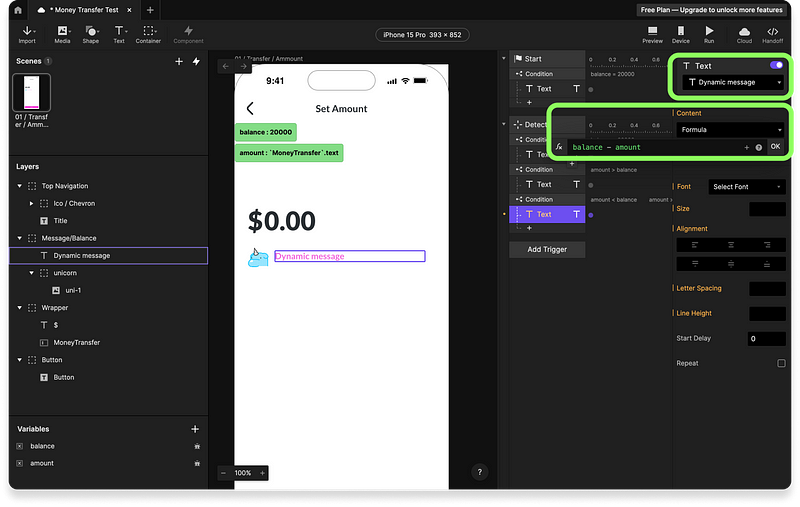 Using conditions and formulas for advanced prototyping