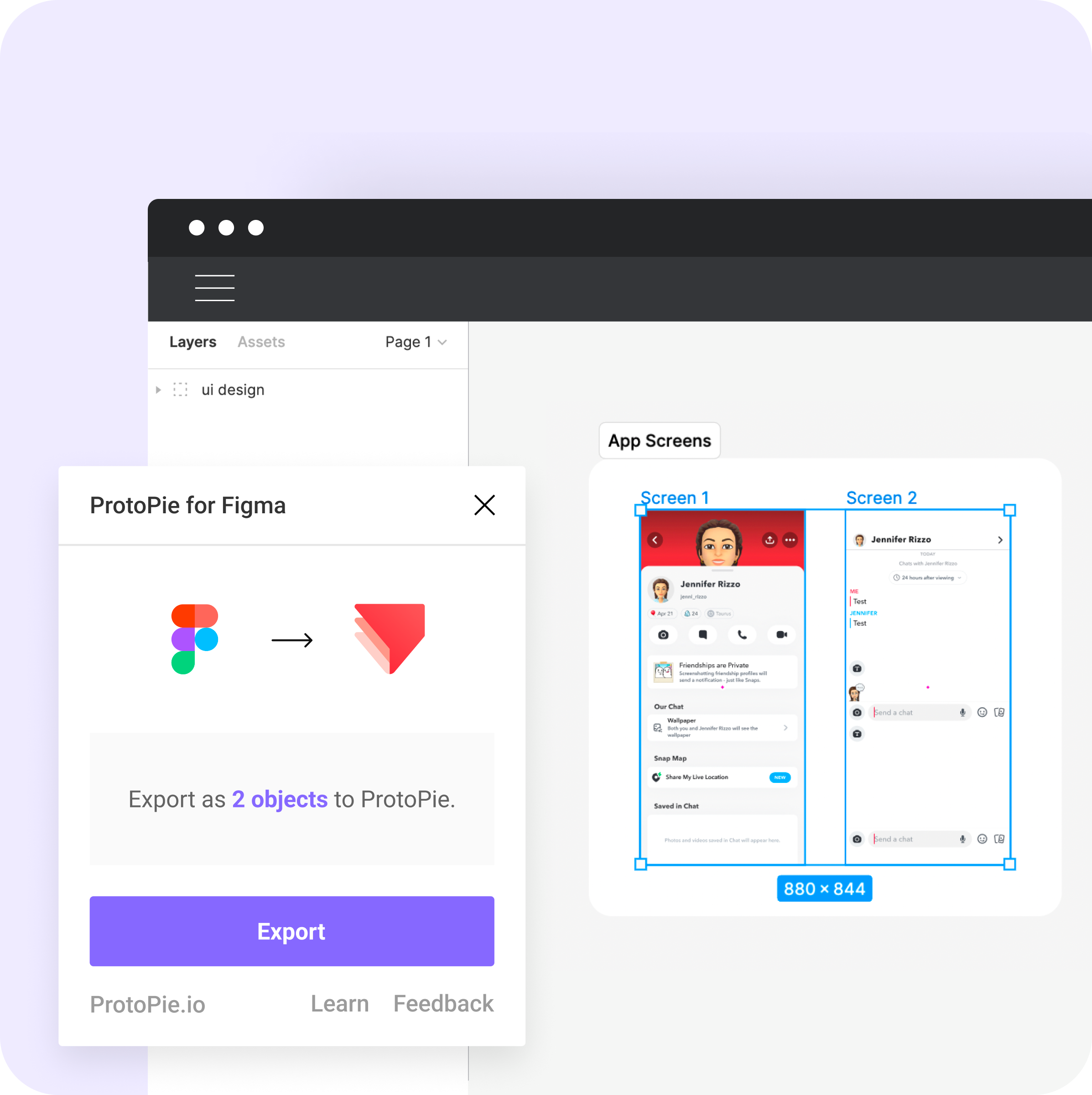 Export design from figma to ProtoPie