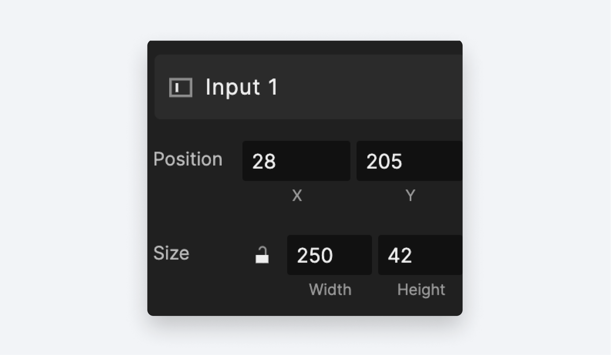 input 1 position size