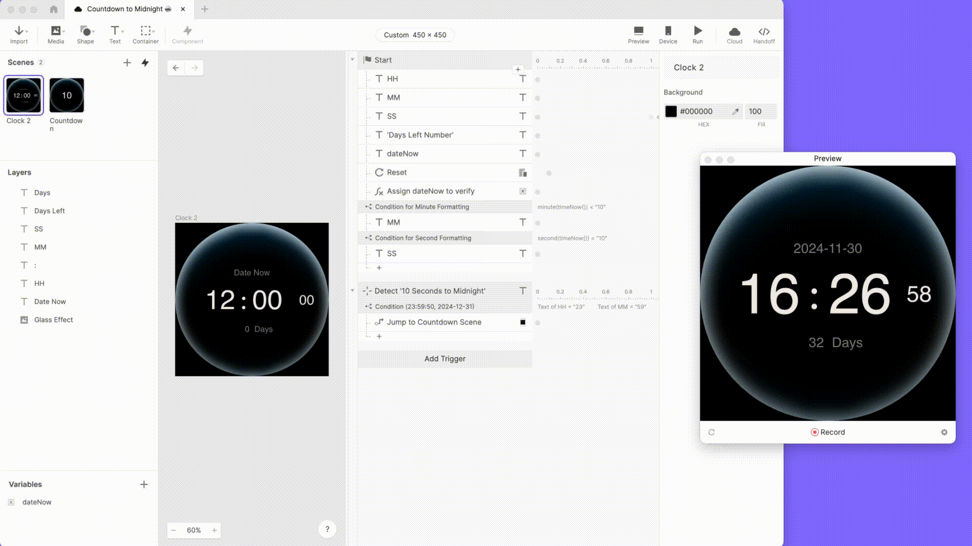 countdown new years prototype