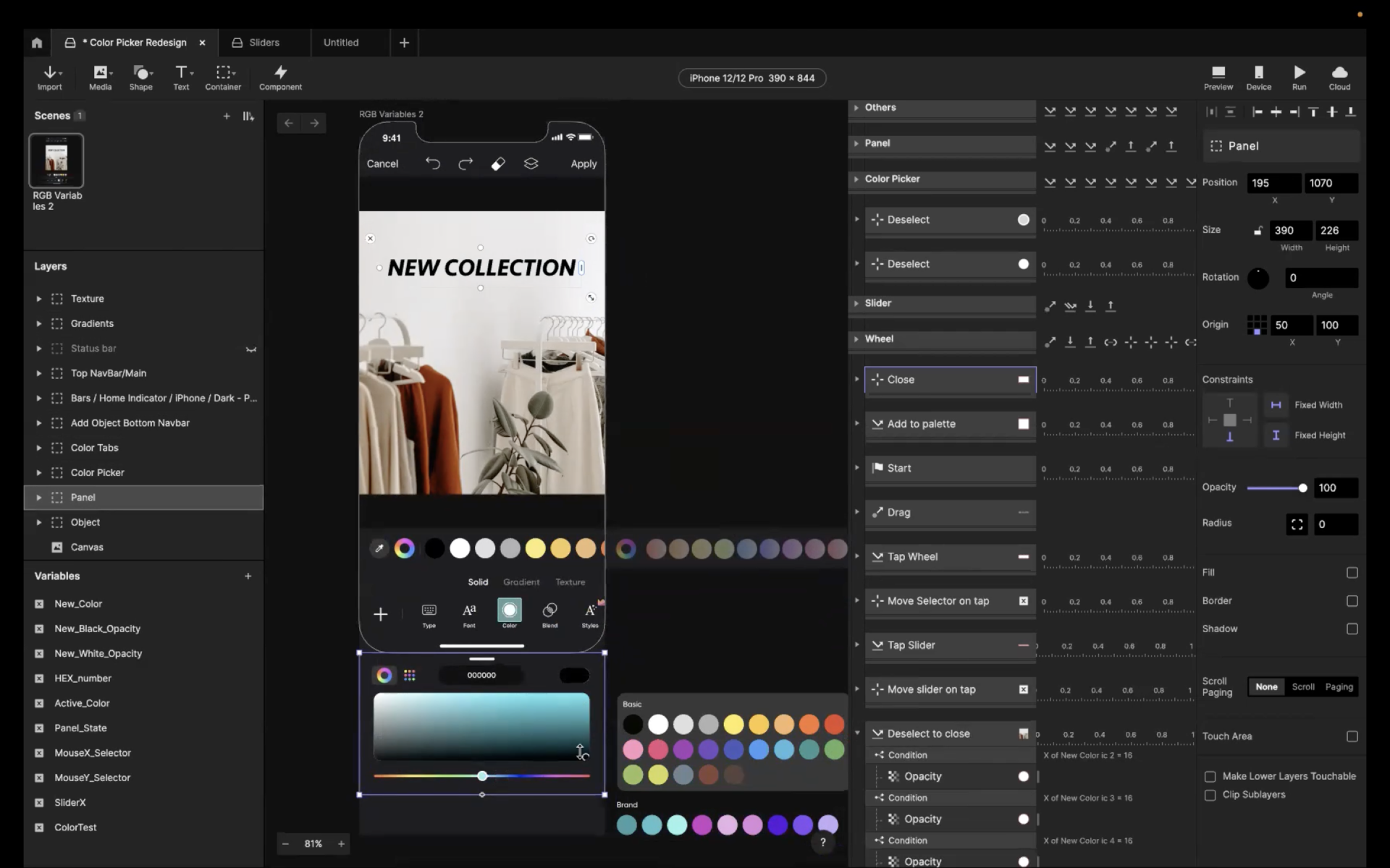 Redesigning the Color Picker project in ProtoPie Studio.