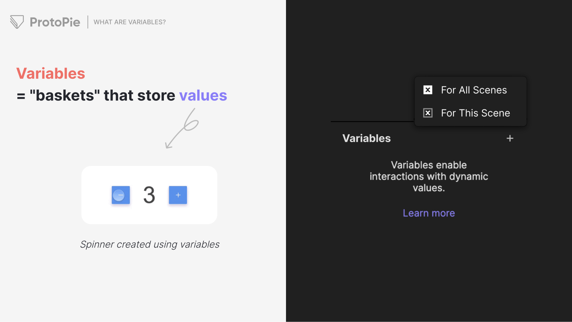 Variables are “baskets” that store values.