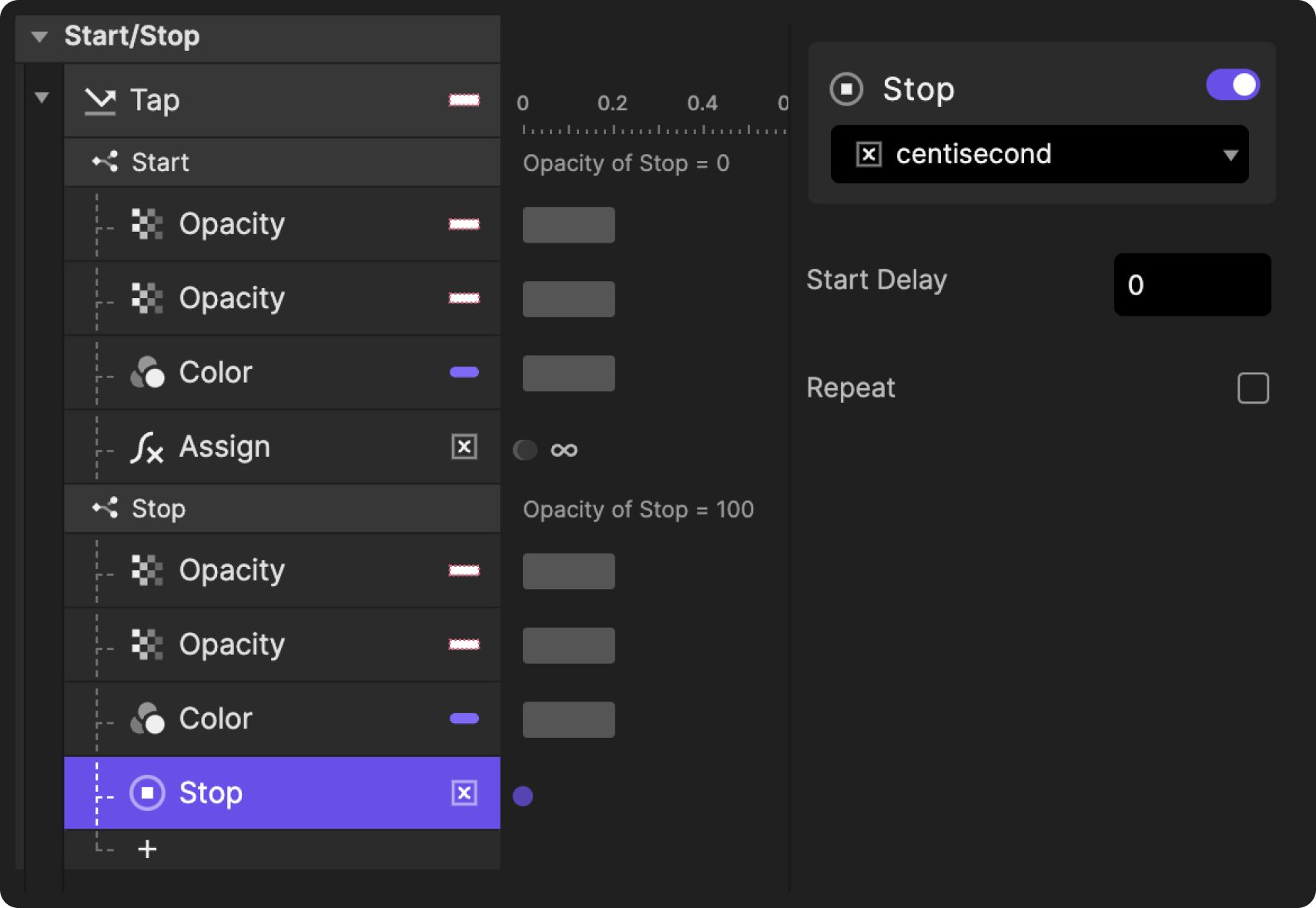 Stop response to the centisecond variable.