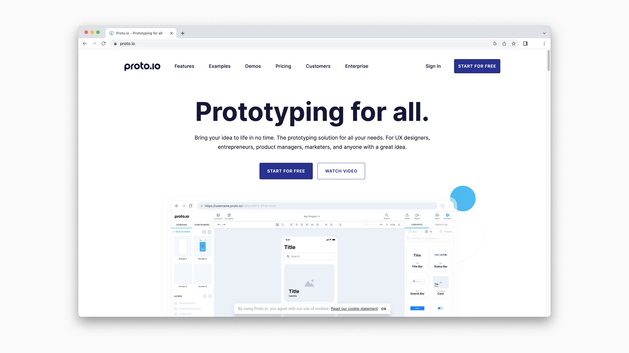 Proto.io homepage