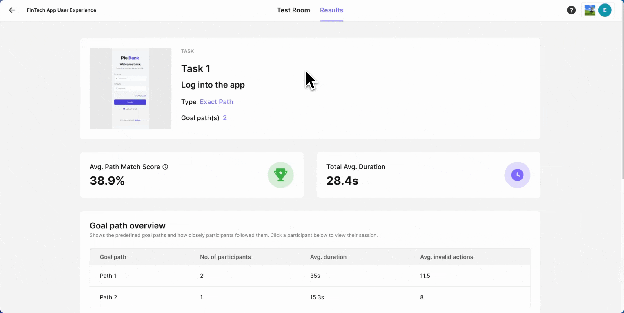 ProtoPie User Testing explore the results page, review the path taken, the interaction used, export to CSV