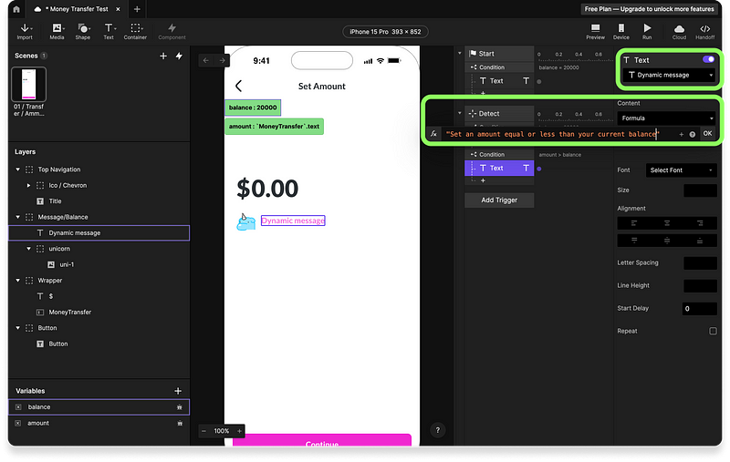 Using conditions and formulas in ProtoPie