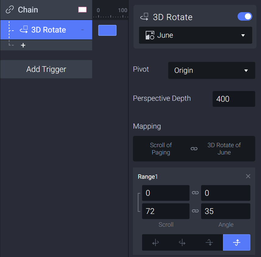 Add a 3D Rotate response to the layer June