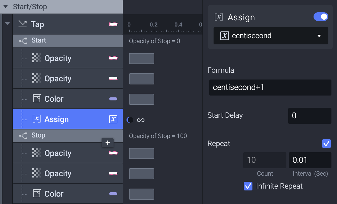 Add an assign function that is linked to the centisecond variable