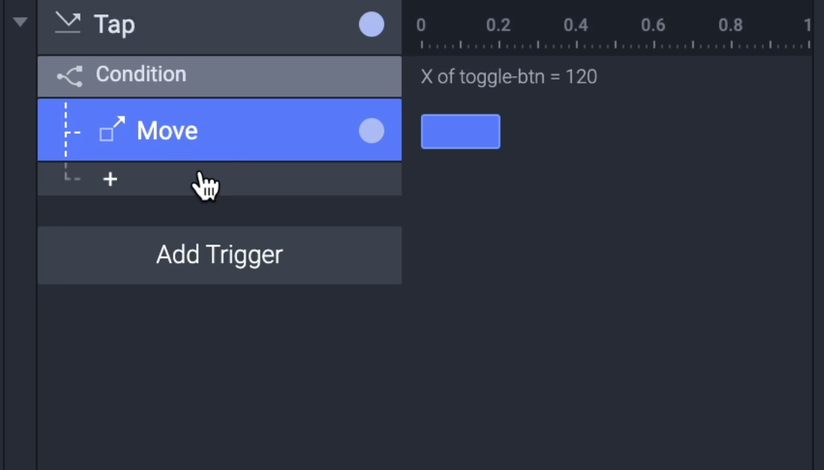 requirement for toggle button to move right