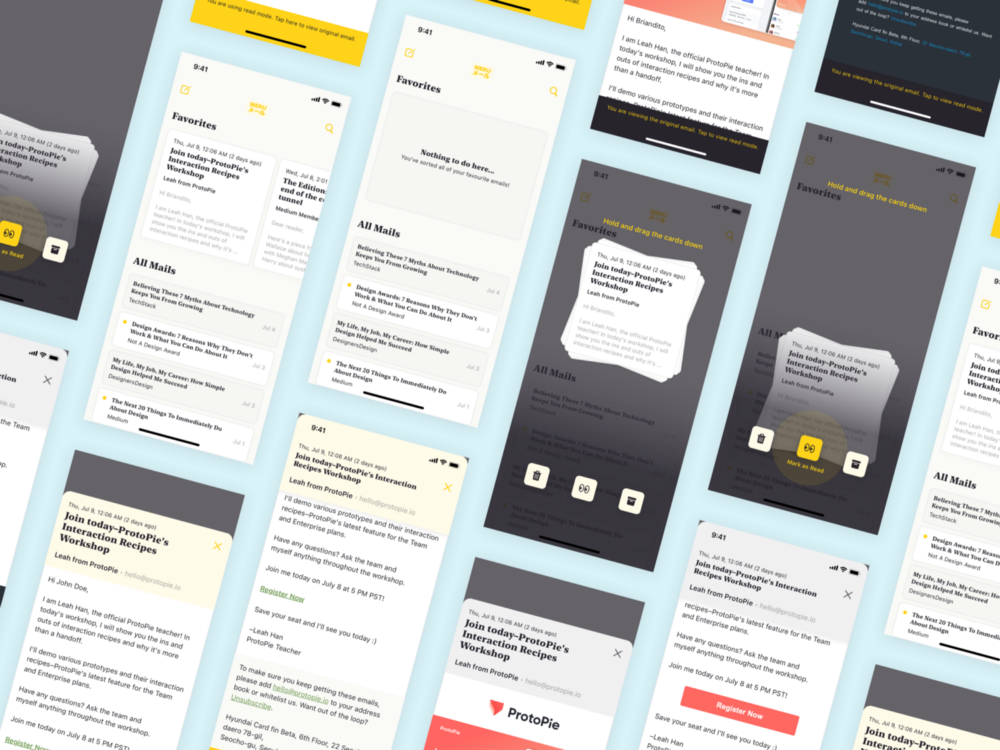 Mail app wireframing