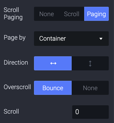 Set the Paging Container's property