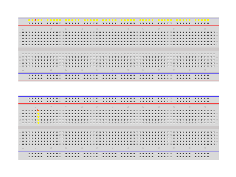 Breadboard with yellow dots